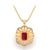 Fancy Butterfly Flower Red Stone Pendant with Stud